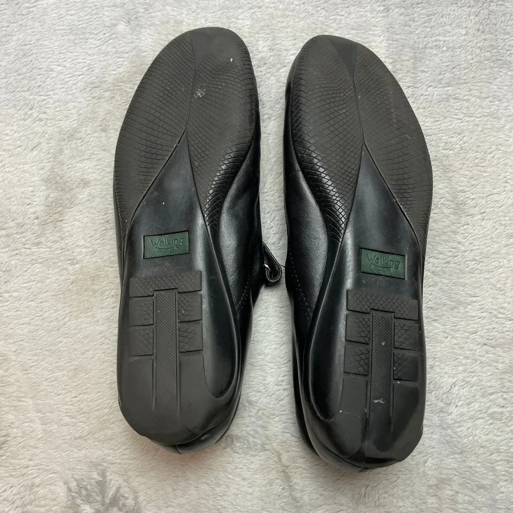 Walking Cradles Womens Leather Mary Jane Flats Size 11S Black Comfort Shoes Slim